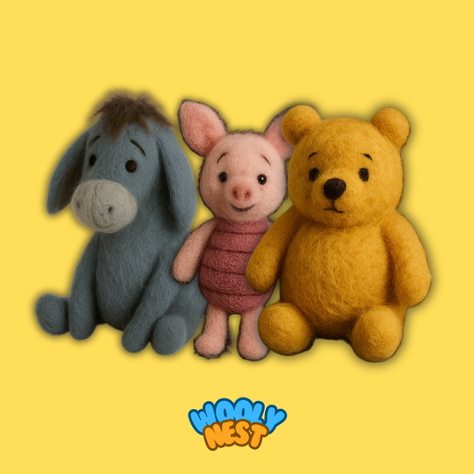 DIY Wool Felting Kit: Vintage Storybook Characters (Bear, Pig, Donkey)